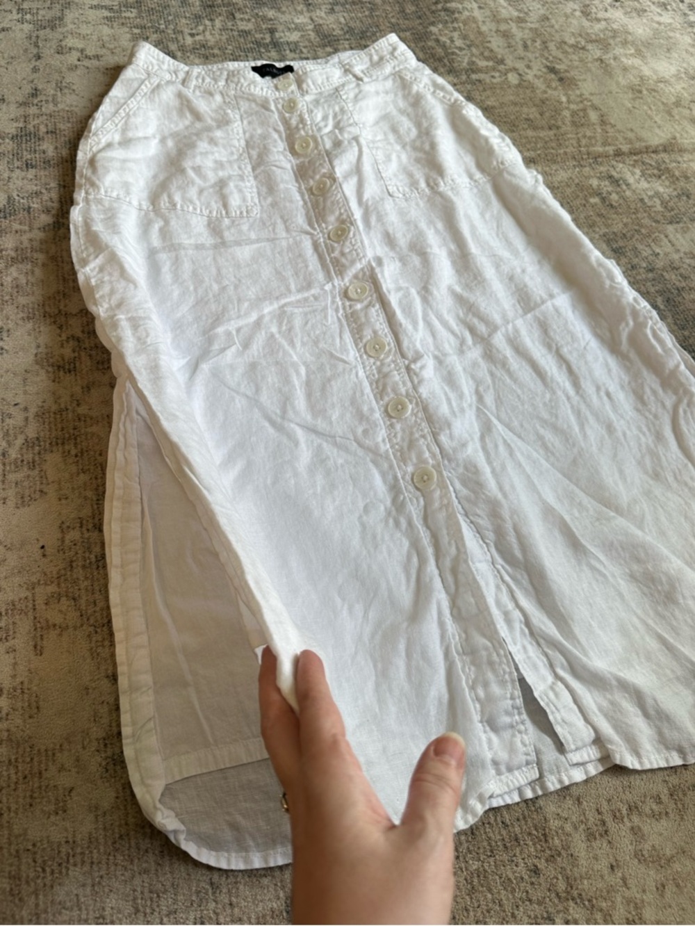 Talbots White Linen Button Front Midi Skirt Size 6 Classic Summer - Picture 3 of 7